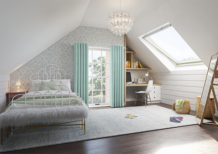 Delicate Chevron, Turquoise - Made to Measure Curtains - Image 8